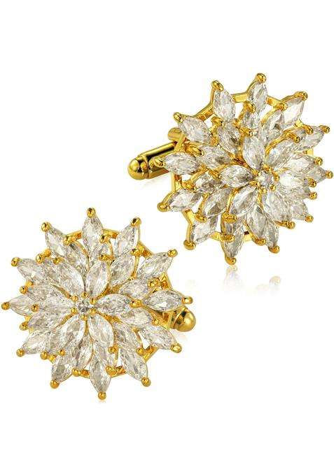 Hawson Cuff Links Mens with Crystal Gift Box Packed Mens Jewelry or Accessories Gold Cufflinks for Men
