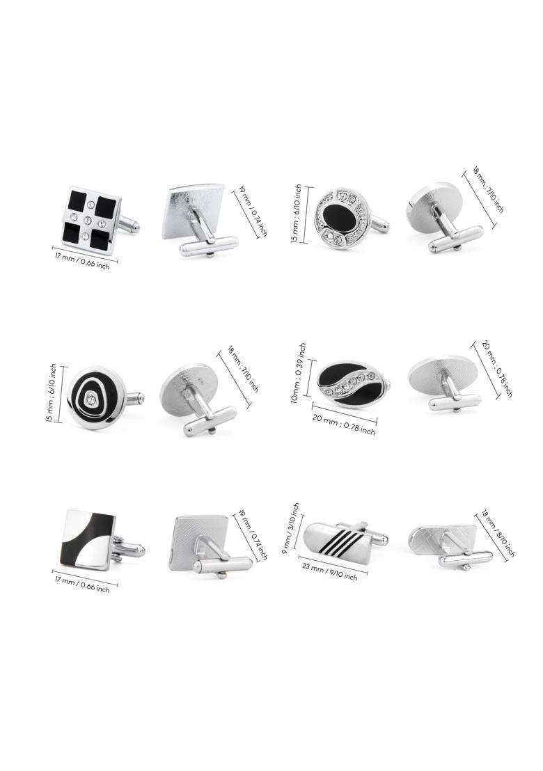 Wynameleri Enamel Cufflinks Cuff Links Pairs in Gift Box Set of 12 - Indya
