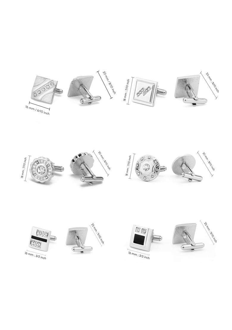 Wynameleri Enamel Cufflinks Cuff Links Pairs in Gift Box Set of 12 - Indya