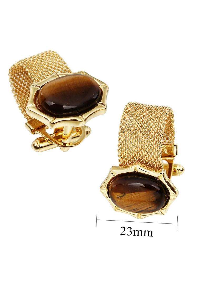 Hawson Mens Cufflinks with Chain Stone and Shiny Gold Tone Shirt Accessories Party Gifts for Young Men - Indya