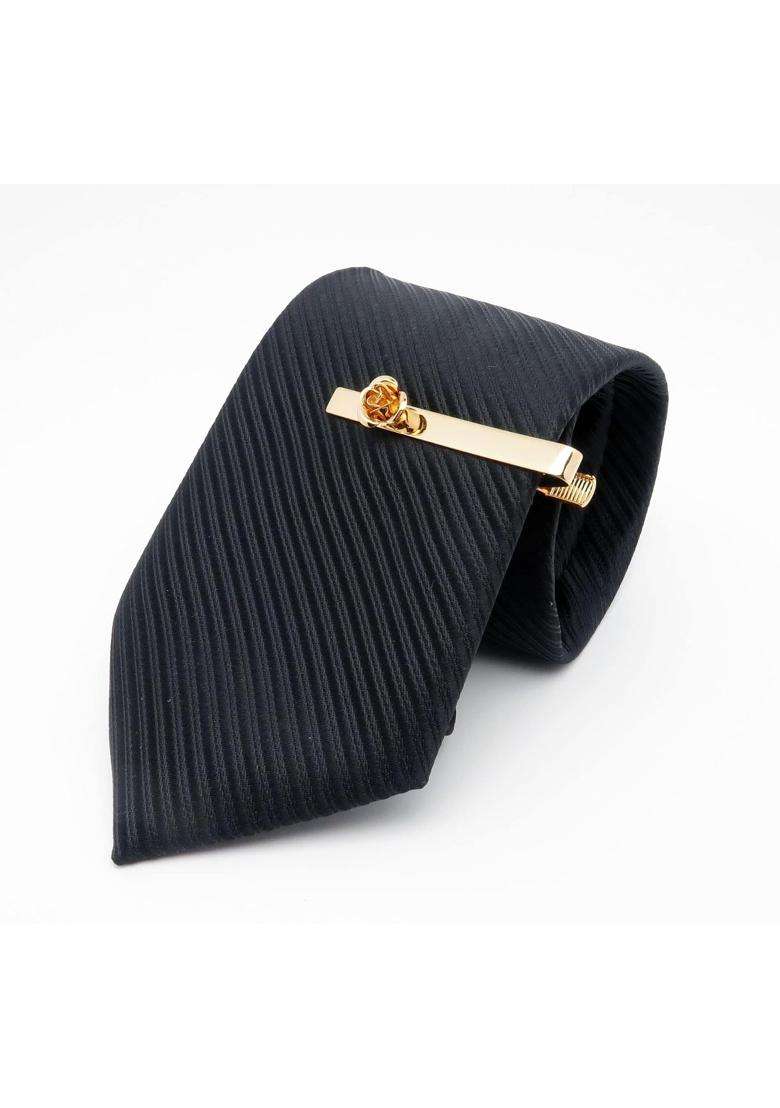 Jonwo Rose Flower Cufflinks and Tie Pin Set Regular Necktie Tie Clip Tie Bar Men Cufflinks for Wedding - Indya