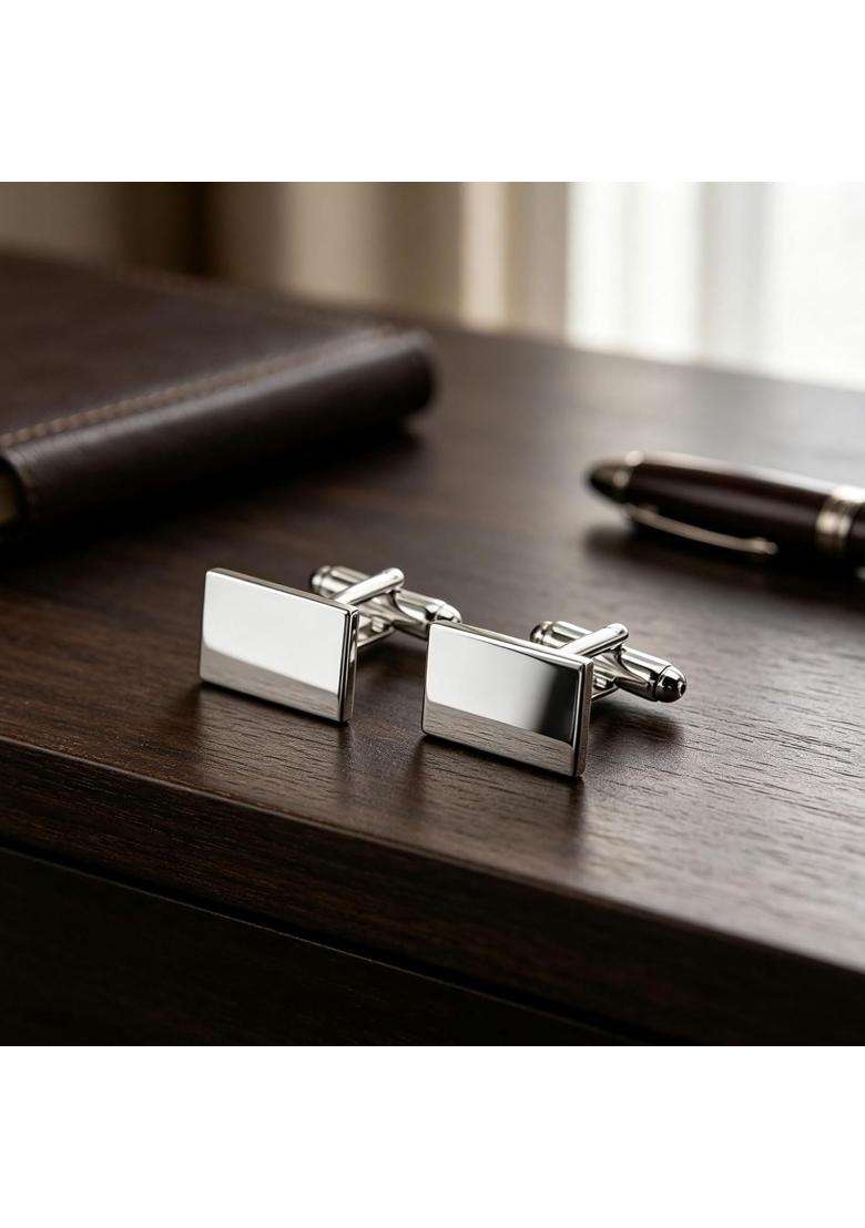 Jonwo Classic Rectangle Stainless Steel Mens Cufflinks in Gift Box Classic Tuxedo Shirt Cuff Link for Wedding - Indya