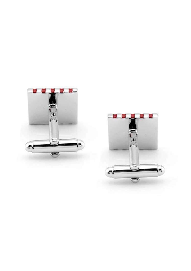 Jonwo 5 Stripes Silver Square Cufflinks with Gift Box Stainless Steel Cuff Links for Men Business Wedding - Indya