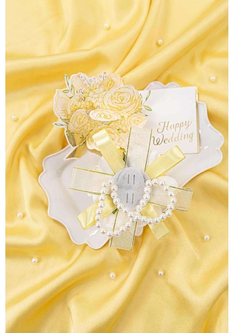 Yelinart Yellow Corsage and Boutonniere Set Prom Wrist Corsage Flower - Indya