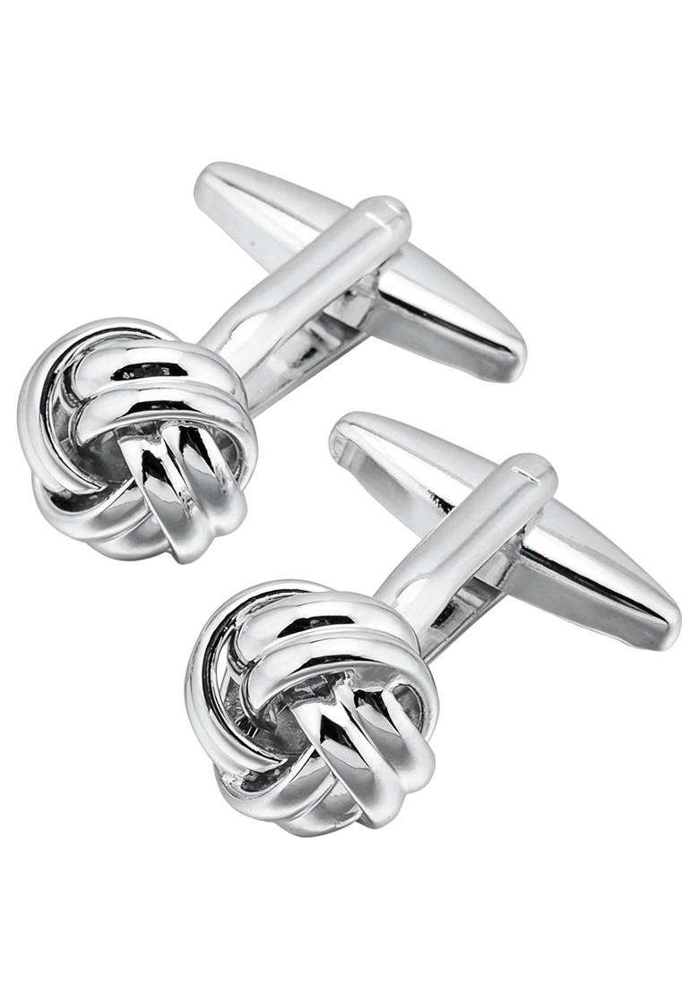Jonwo Silver Knot Cufflinks in Gift Box Cuff Links for Men Lady Daily Wear Business Wedding Party Tuxedo Shirt - Indya