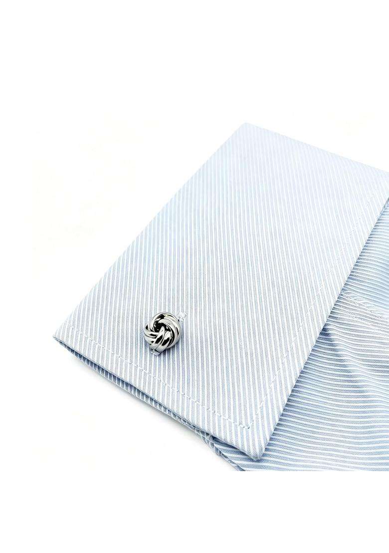 Jonwo Silver Knot Cufflinks in Gift Box Cuff Links for Men Lady Daily Wear Business Wedding Party Tuxedo Shirt - Indya