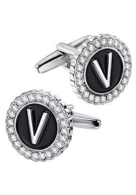 Hawson Initial a Z Cufflinks for Men Women Clear Crystal Gold Silver Letter a to Z French Shirt Cufflinks Gift