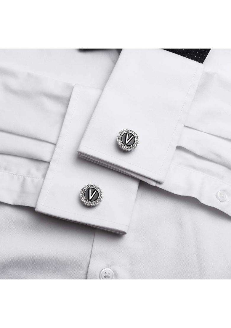 Hawson Initial a Z Cufflinks for Men Women Clear Crystal Gold Silver Letter a to Z French Shirt Cufflinks Gift - Indya