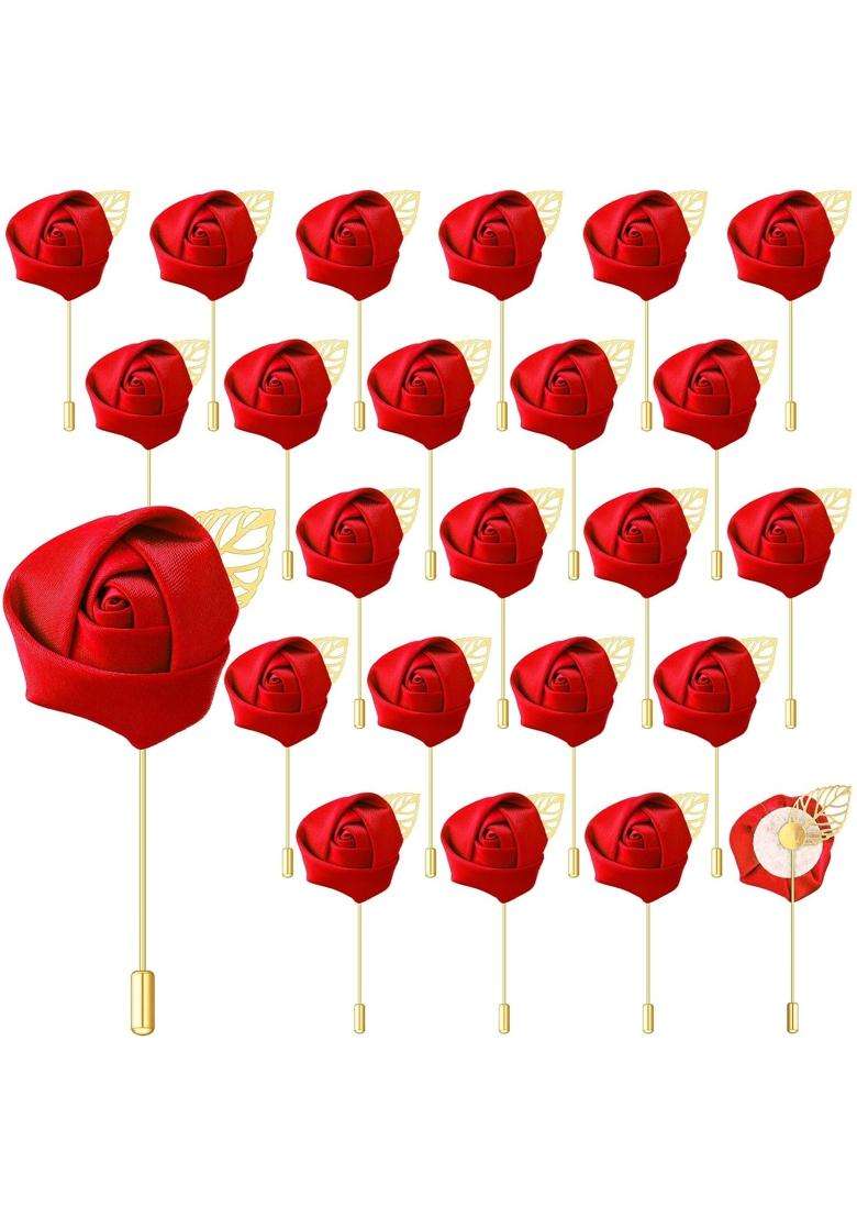 Zeyune 24 Pcs Men Boutonniere Rose Wedding Buttonholes Pocket Wedding 1 Point 57 Inches Flower - Indya