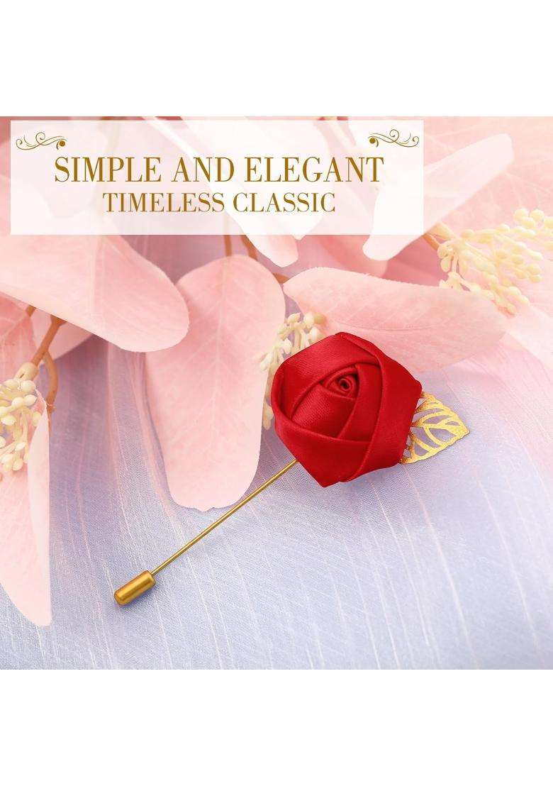 Zeyune 24 Pcs Men Boutonniere Rose Wedding Buttonholes Pocket Wedding 1 Point 57 Inches Flower - Indya