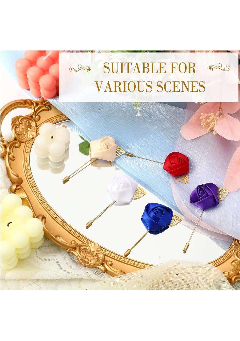 Zeyune 24 Pcs Men Boutonniere Rose Wedding Buttonholes Pocket Wedding 1 Point 57 Inches Flower - Indya