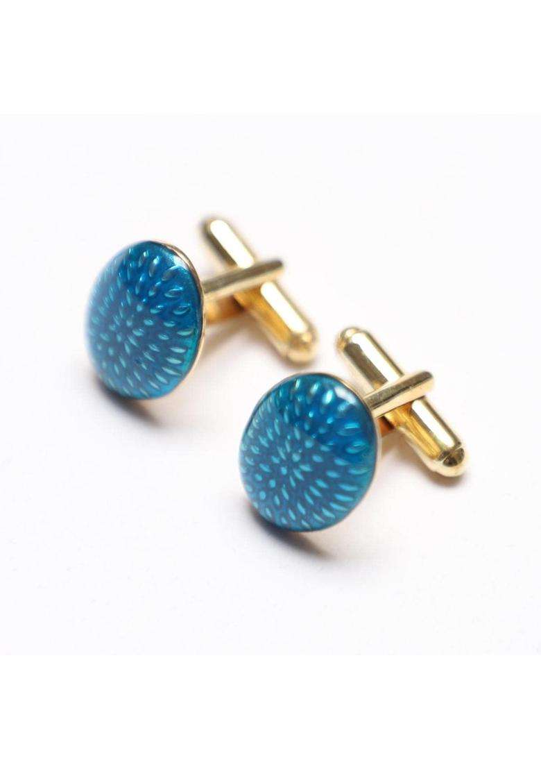 Aarsi Creation Mens Blue Enamel Cufflinks Genuine Sterling Silver - Indya
