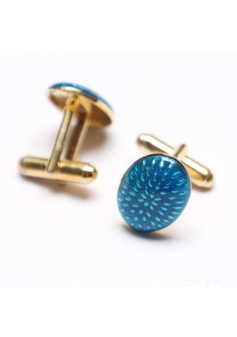 Aarsi Creation Mens Blue Enamel Cufflinks Genuine Sterling Silver - Indya
