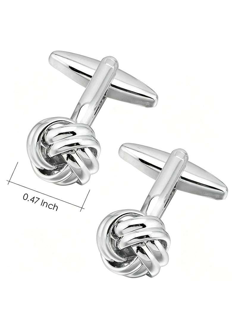 Jonwo Lady Mens Cuff Links for French Silver Knot Tuxedo Shirt Stainless Brass Metal Shirt Buttons Cufflinks - Indya