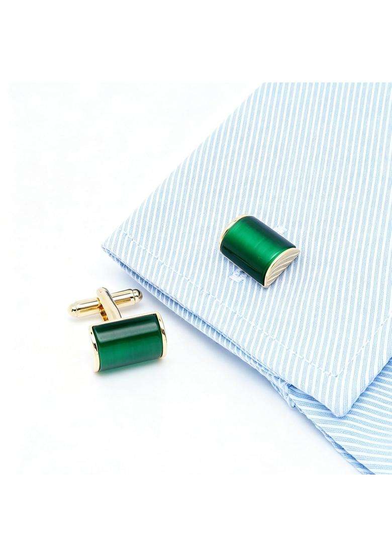 Jonwo for Men Natural Opal Stone Cuff Links with Gift Box Wedding Business Party for Men Shirt - Indya