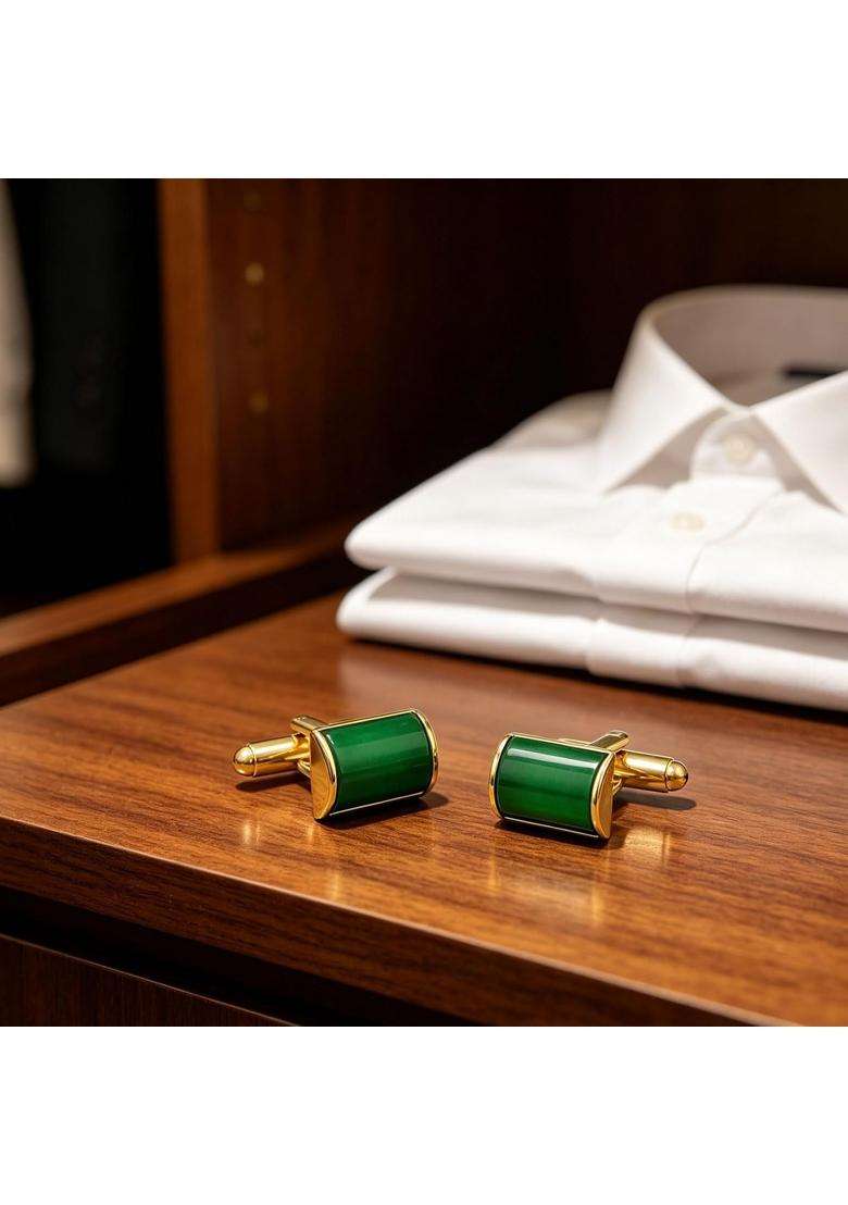 Jonwo for Men Natural Opal Stone Cuff Links with Gift Box Wedding Business Party for Men Shirt - Indya