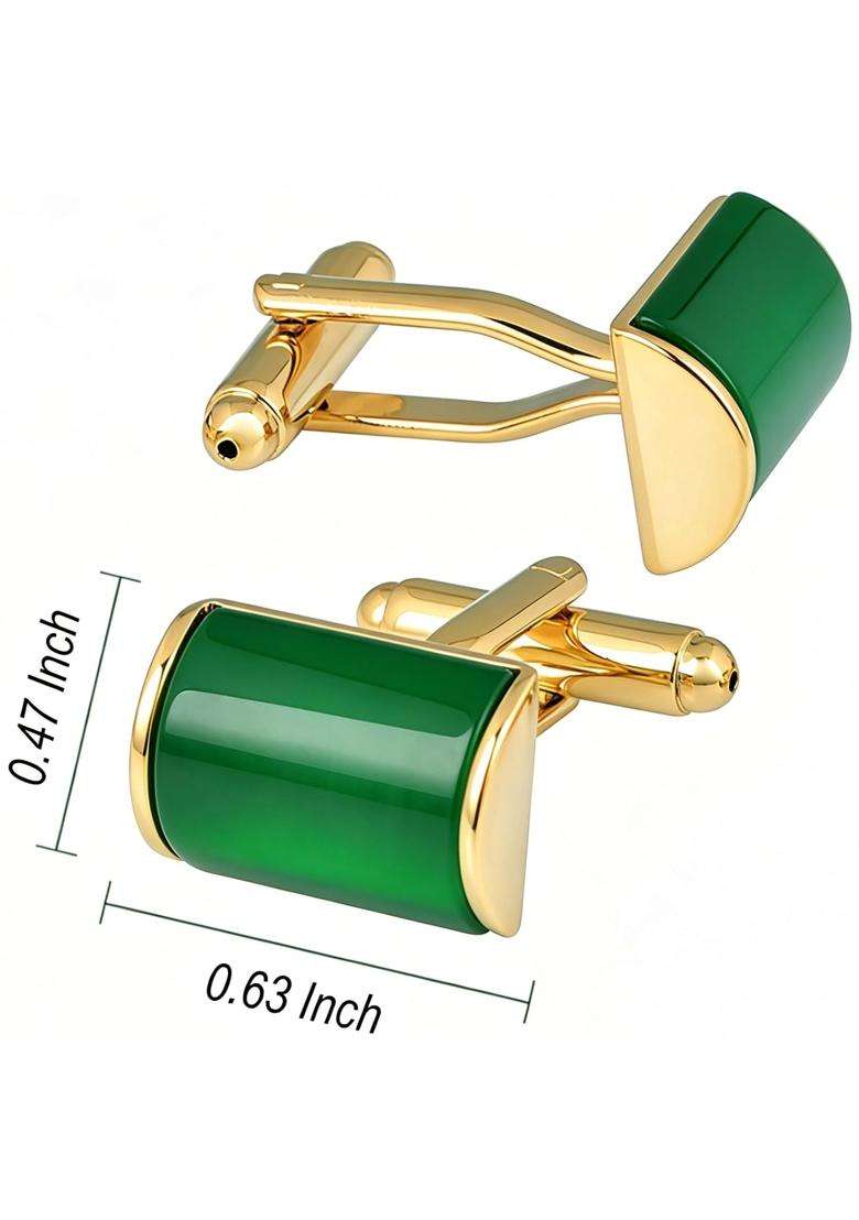 Jonwo for Men Natural Opal Stone Cuff Links with Gift Box Wedding Business Party for Men Shirt - Indya