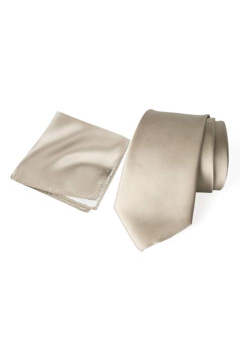 Spring Notion Mens Solid Color Satin Microfiber Tie and Hankerchief Set
