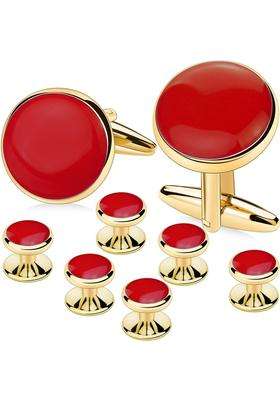 Amiter Mens Cufflinks and Tuxedo Studs Set Suitable for Black Suit White Shirts on Wedding Anniversary
