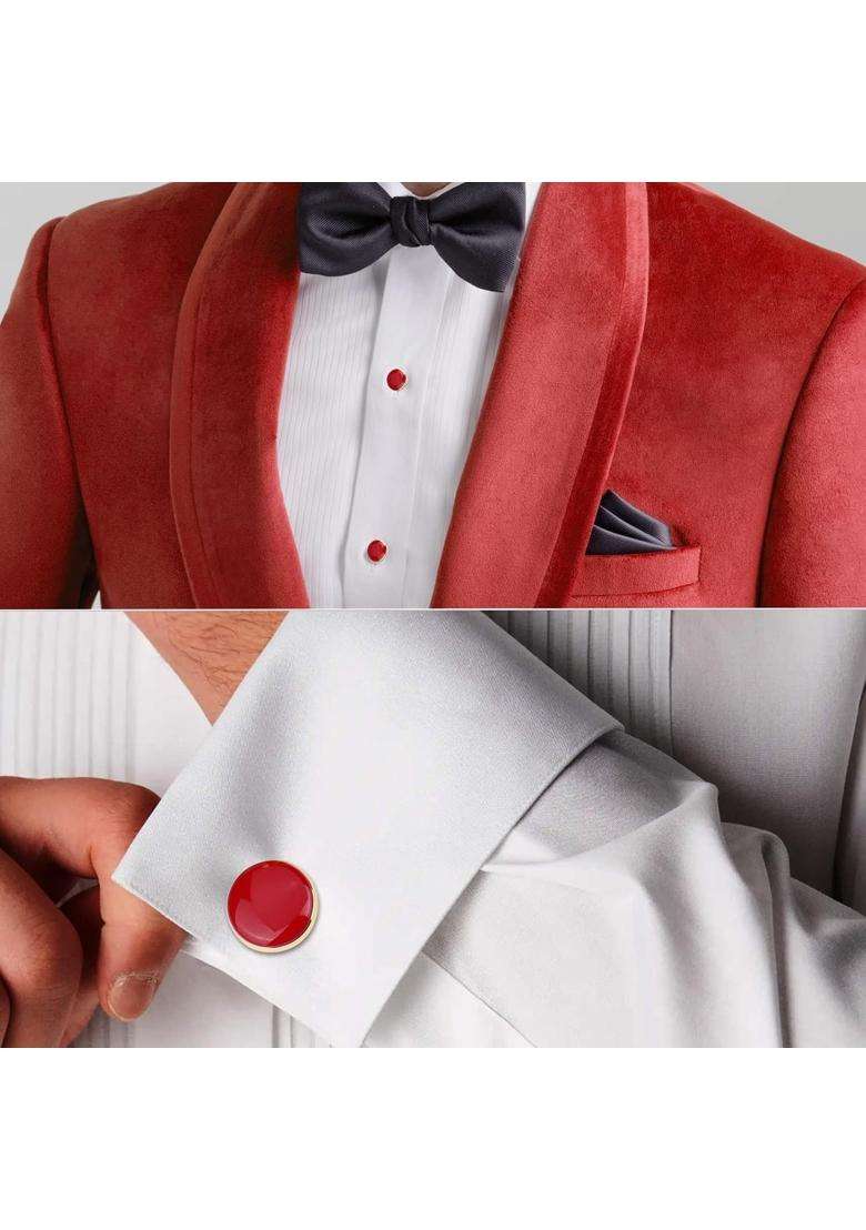 Amiter Mens Cufflinks and Tuxedo Studs Set Suitable for Black Suit White Shirts on Wedding Anniversary - Indya