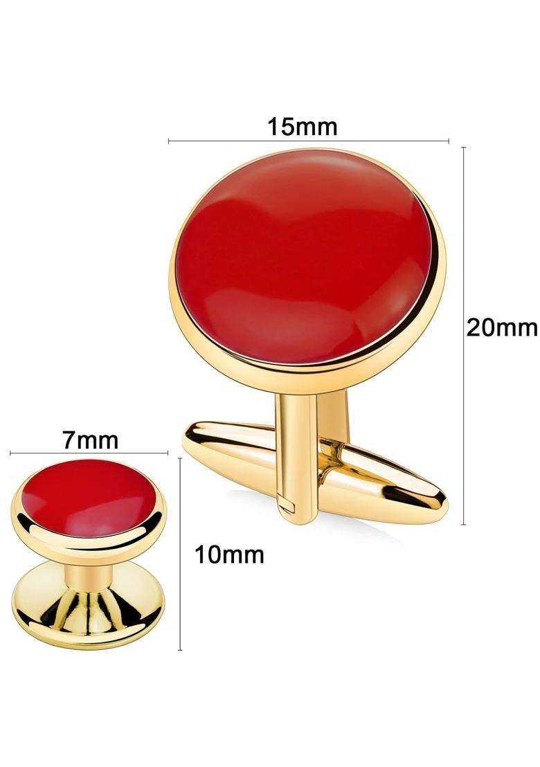 Amiter Mens Cufflinks and Tuxedo Studs Set Suitable for Black Suit White Shirts on Wedding Anniversary - Indya