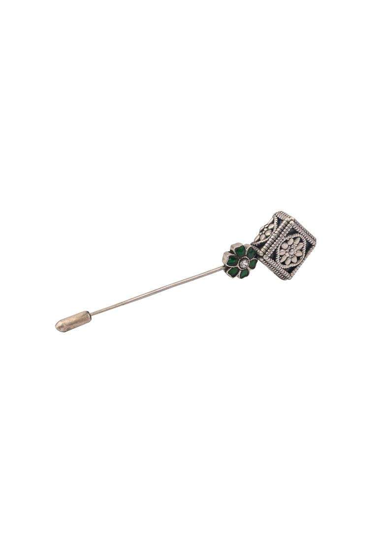 The Sparkle SHOP Floral Turkish Red Lapel Pin for Men 925 Sterling Silver Coat Brooch - Indya