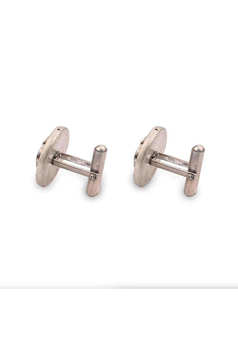 The Sparkle SHOP Ancient Man Face Round Cuff Links for Men 925 Sterling Silver Formal Wear Accessory - Indya