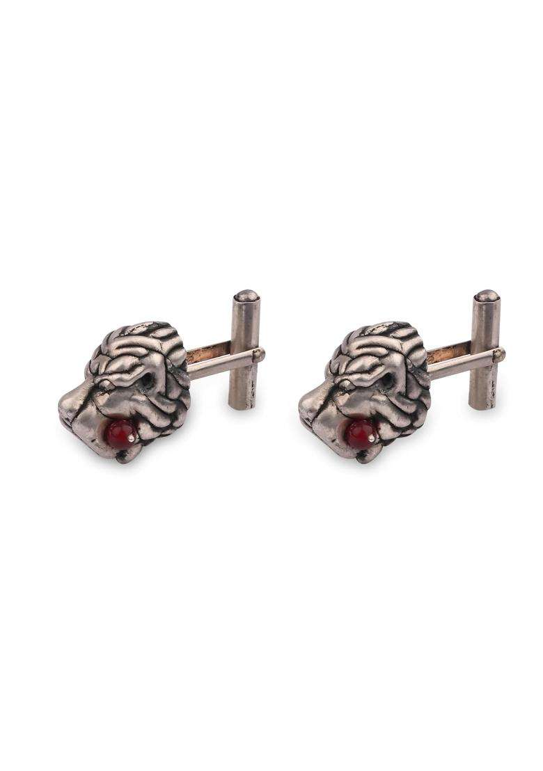 The Sparkle SHOP Ancient Man Face Round Cuff Links for Men 925 Sterling Silver Formal Wear Accessory - Indya