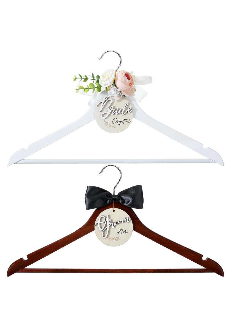 Filltouch 2 Pack Bride Groom Hangers for Wedding Dress with Bow Pink - Indya