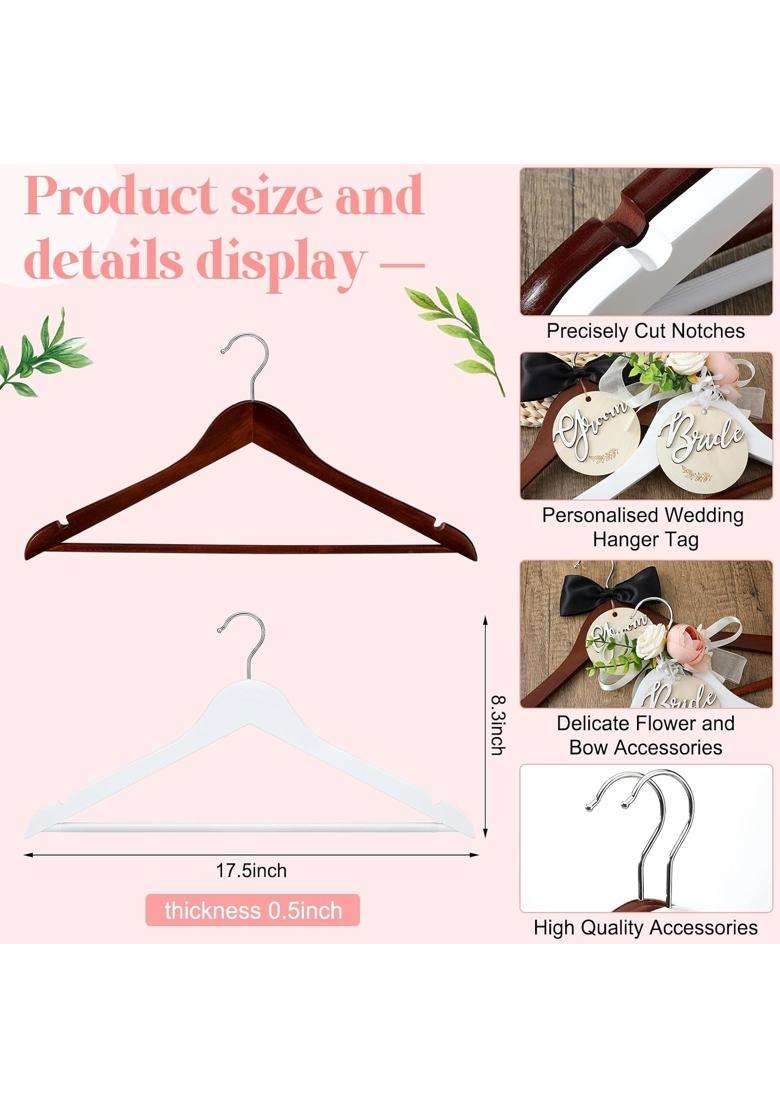 Filltouch 2 Pack Bride Groom Hangers for Wedding Dress with Bow Pink - Indya