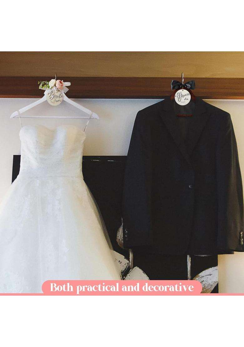 Filltouch 2 Pack Bride Groom Hangers for Wedding Dress with Bow Pink - Indya