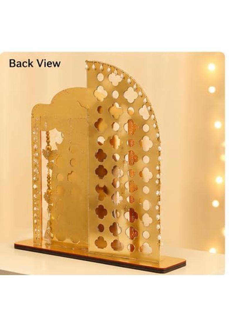 Multicolour Wedding Couple Decorative Arch Stand Traditional Bride Groom 3D Tabletop Decoration with Hanging - Indya
