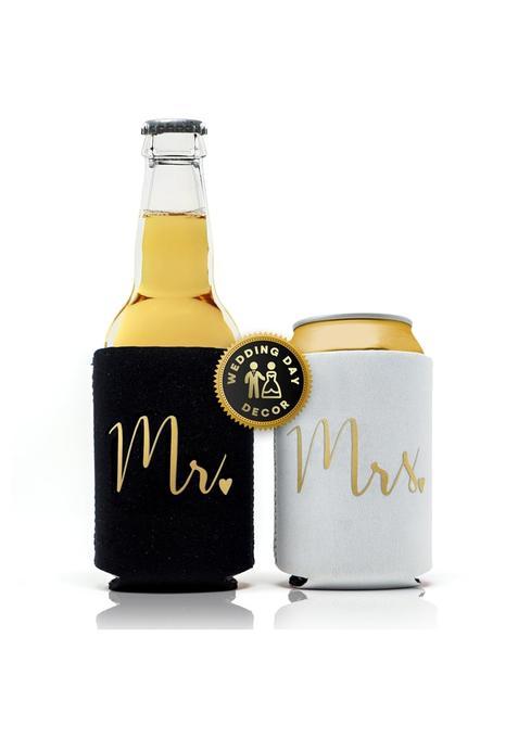 Prazoli Mr and Mrs Can Coolers Gold Wedding Gifts for Bride and Groom Bridal Shower Gifts Couples Gifts