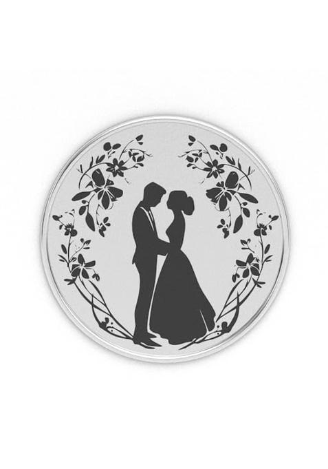 Personalized Wedding Shaadi Bride and Groom Name Engraved Silver Coin 10 Grams 999 Pure Certified