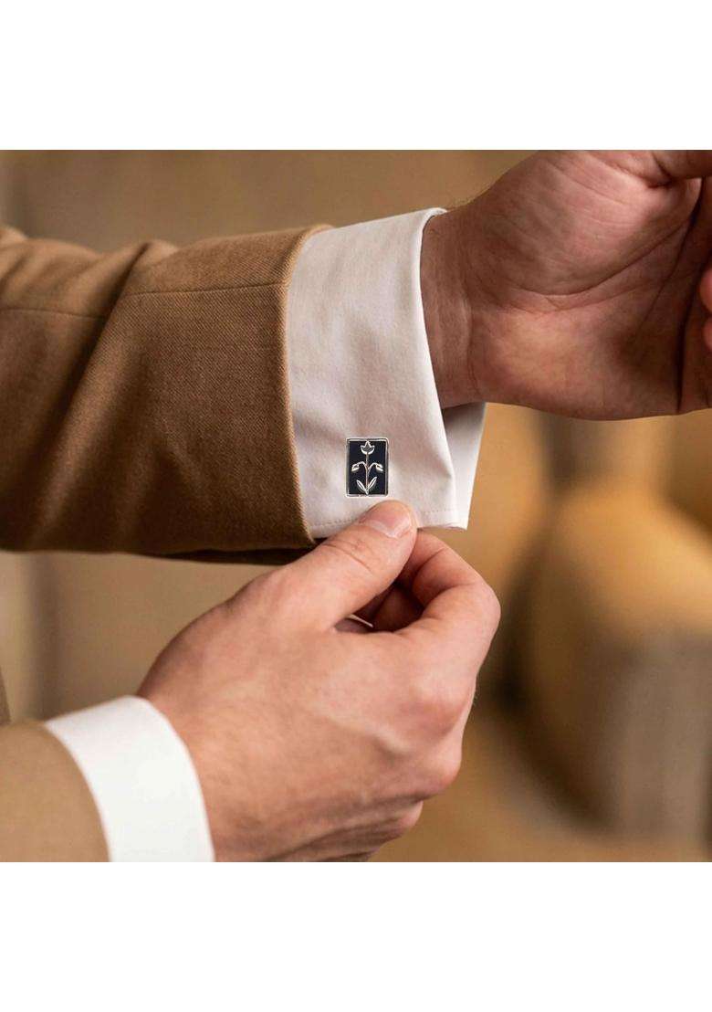 Shyle 925 Sterling Silver Cufflinks for Men Pure Silver 925 Elephant Motif Formal Shirt Cufflinks - Indya