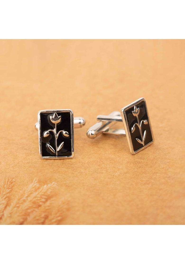 Shyle 925 Sterling Silver Cufflinks for Men Pure Silver 925 Elephant Motif Formal Shirt Cufflinks - Indya