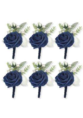 Rinlong 6Pcs Boutonnieres for Men Wedding Groom Boutonniere Groomsmen Accessories