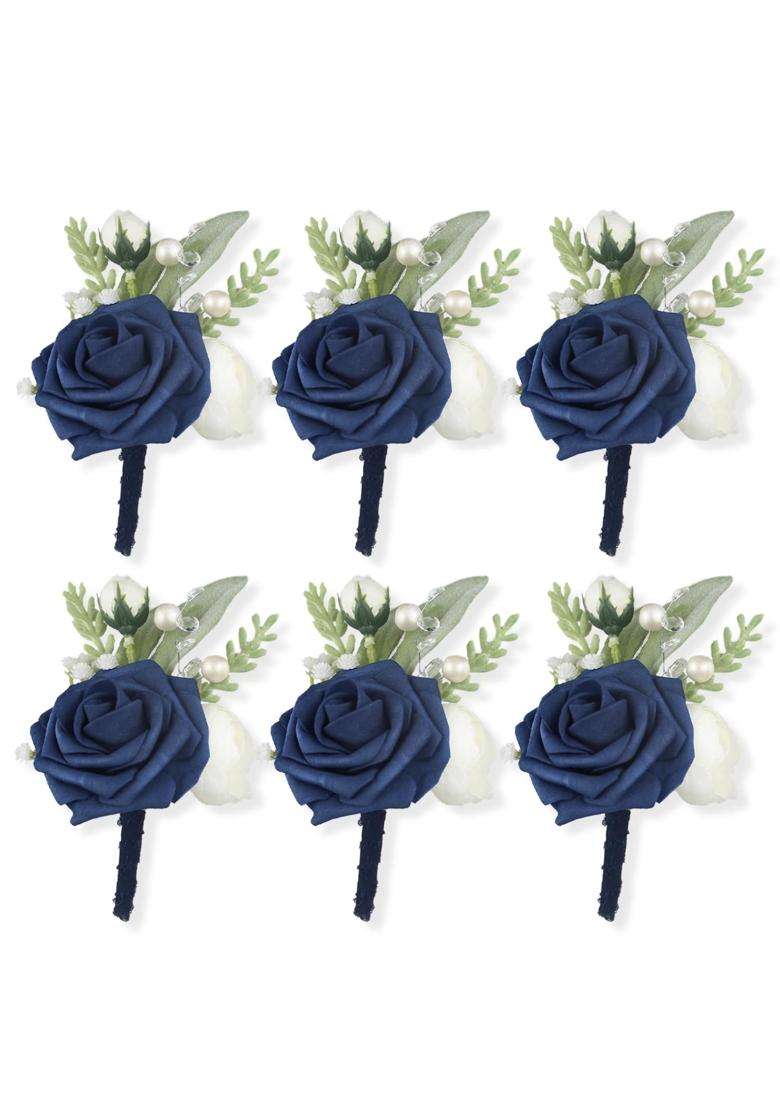Rinlong 6Pcs Boutonnieres for Men Wedding Groom Boutonniere Groomsmen Accessories - Indya