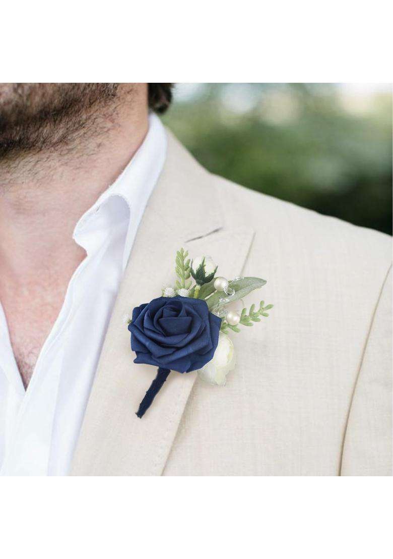 Rinlong 6Pcs Boutonnieres for Men Wedding Groom Boutonniere Groomsmen Accessories - Indya