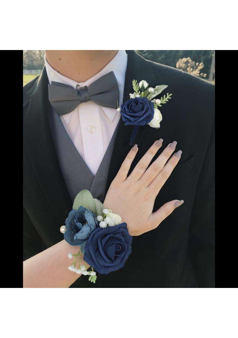 Rinlong 6Pcs Boutonnieres for Men Wedding Groom Boutonniere Groomsmen Accessories - Indya