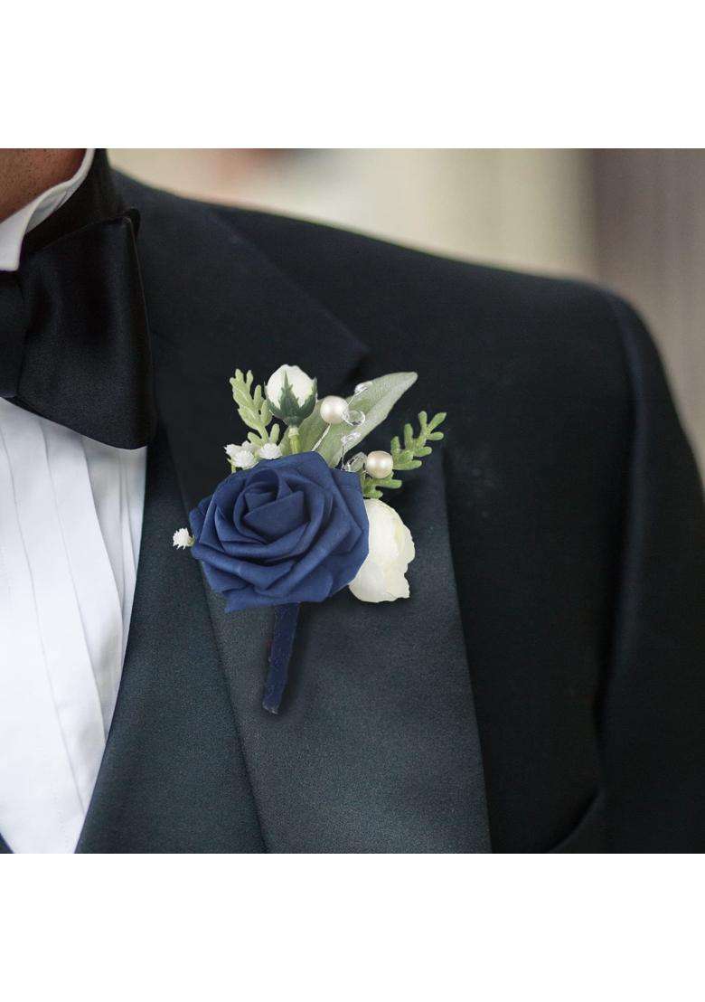 Rinlong 6Pcs Boutonnieres for Men Wedding Groom Boutonniere Groomsmen Accessories - Indya