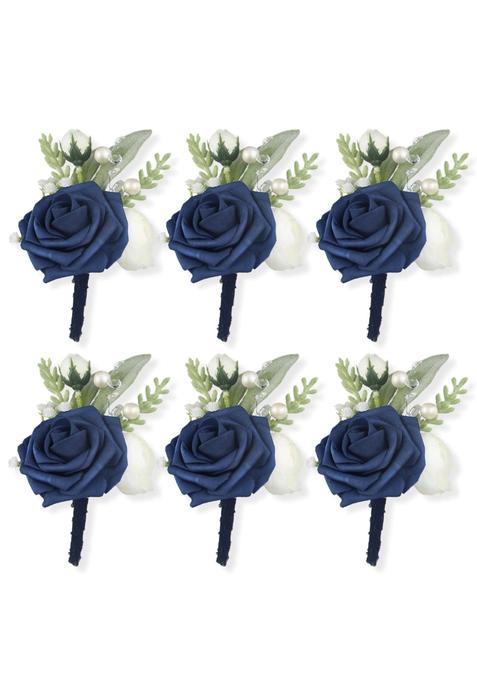 Rinlong 6Pcs Boutonnieres for Men Wedding Groom Boutonniere Groomsmen Accessories