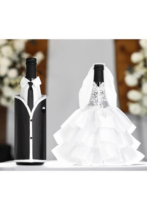 Magik Life Bride and Groom Wine Bottle Covers Wine Bottle Dress Up for Weddings Wedding Gifts for the Couple