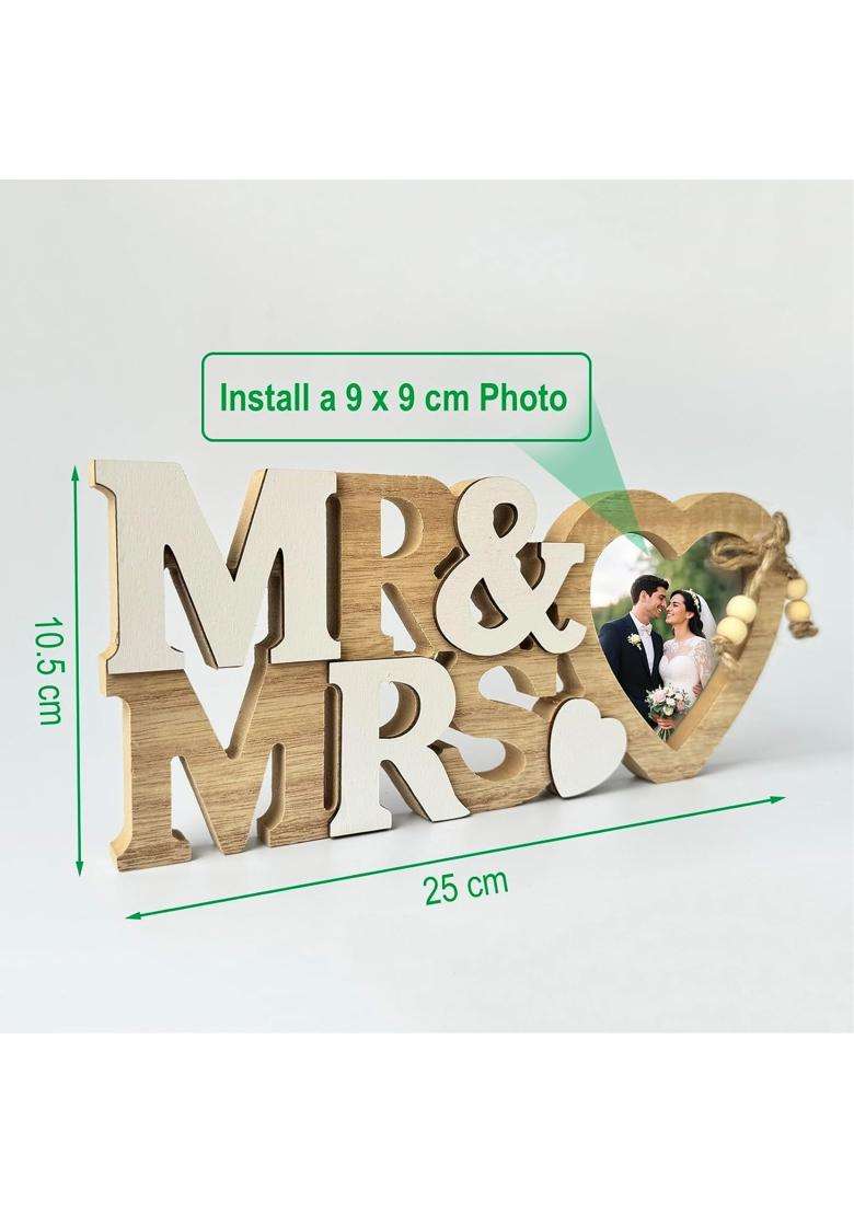 Lahviuu Mr and Mrs Wedding Picture Frames Wedding Decorations with Heart Photo Frame - Indya