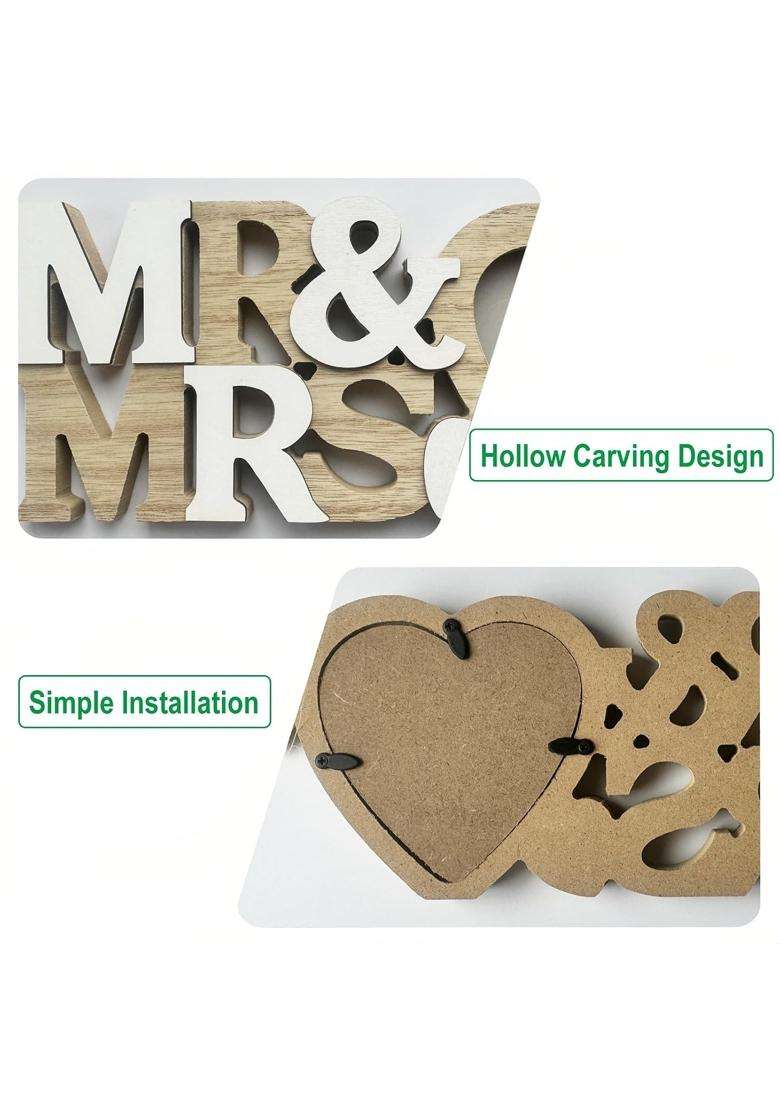 Lahviuu Mr and Mrs Wedding Picture Frames Wedding Decorations with Heart Photo Frame - Indya