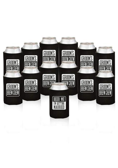DU VINO Black 13 Pack Groom and Groomsman Gifts for Wedding Party Insulating Can Coolers Neoprene