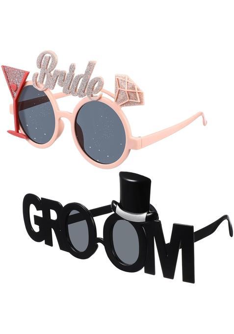Stobok 2Pcs Plastic Groom Sunglasses Bride Sunglasses Bridal Shower Eyewear Photo Props Wedding Bachelor Party