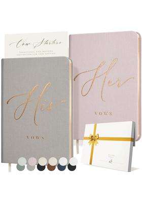Artesori Vow Books His and Hers Linen Wedding Vow Books Perfect As Bride and Groom Gifts
