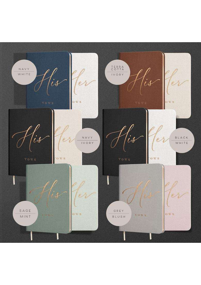 Artesori Vow Books His and Hers Linen Wedding Vow Books Perfect As Bride and Groom Gifts - Indya