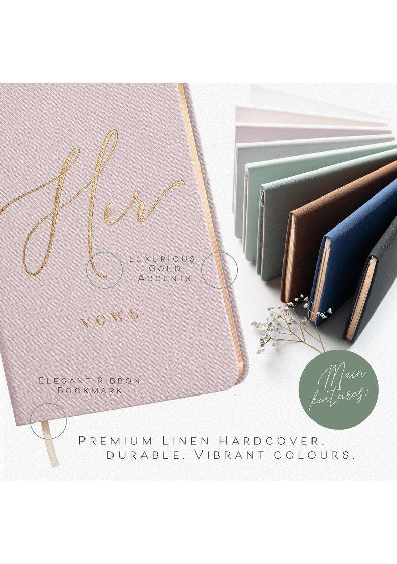 Artesori Vow Books His and Hers Linen Wedding Vow Books Perfect As Bride and Groom Gifts - Indya